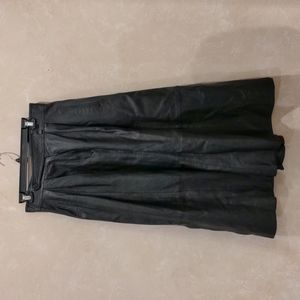 100% leather black skirt, custom-made in Hong Kong, 3 ft long maxi length, lined